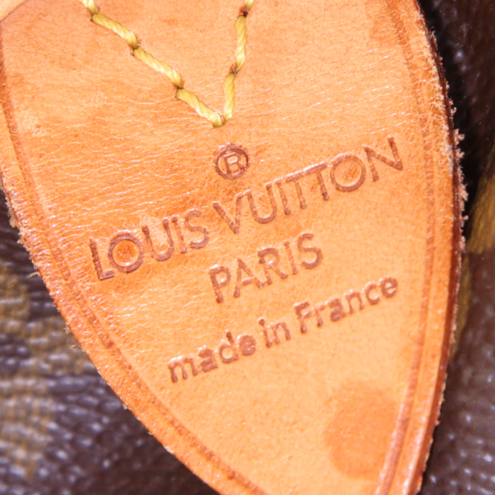 Sac de voyage Louis Vuitton Keepall 45 en toile monogram marron et cuir naturel - Detail D3