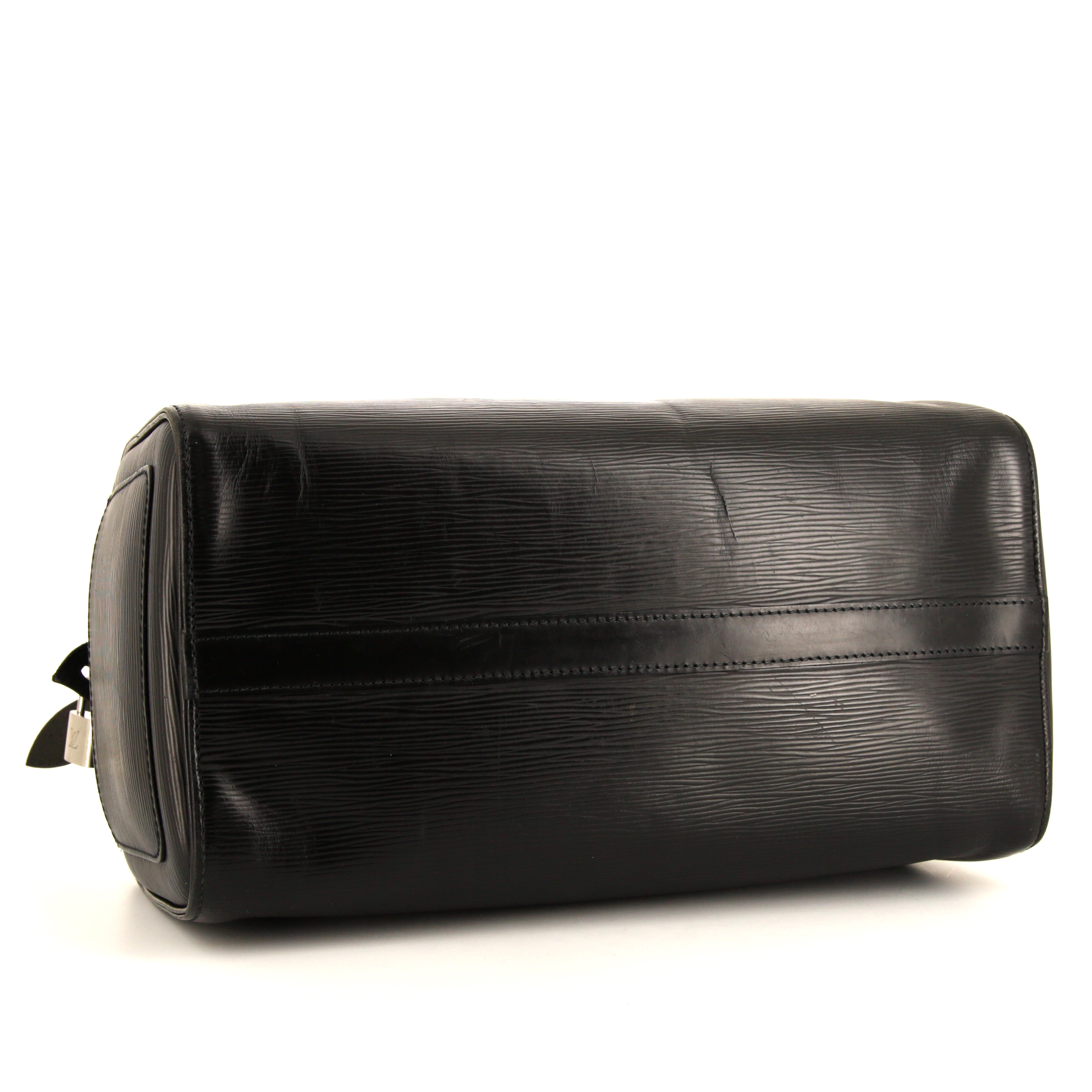 Sac à main Louis Vuitton Speedy 35 en cuir épi noir - Detail D4