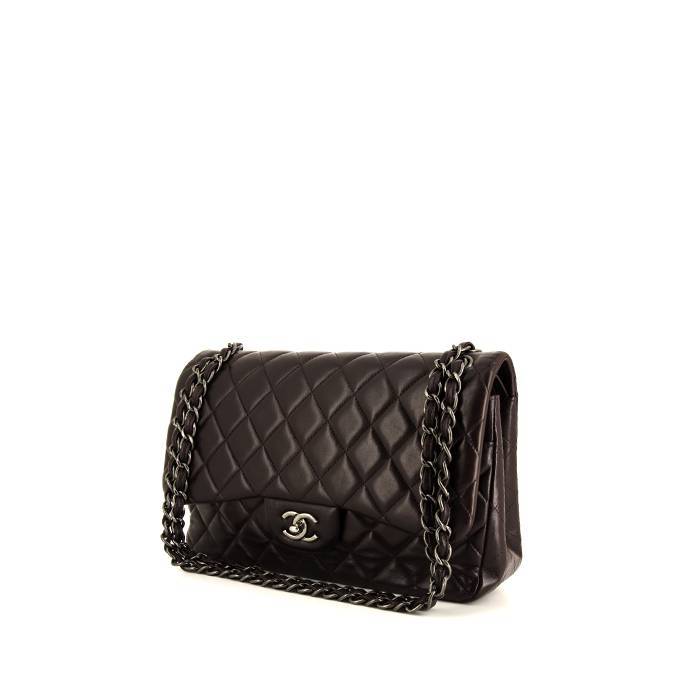 Borsa a tracolla Chanel Timeless jumbo in pelle trapuntata color prugna - 00pp