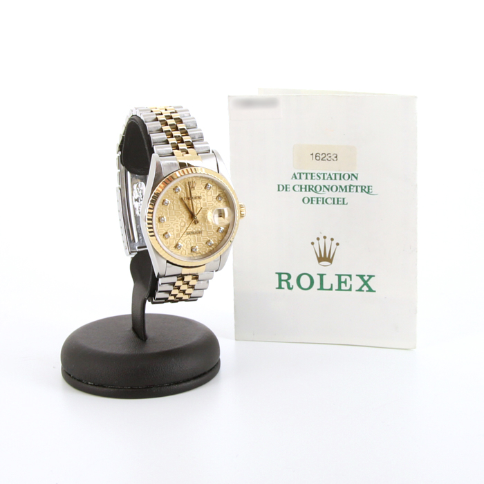 Rolex Datejust watch in gold and stainless steel Ref:  16233 Circa  1997 - Detail D2
