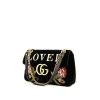 Borsa a tracolla Gucci GG Marmont modello medio in velluto trapuntato nero a fiori e pelle nera - 00pp thumbnail