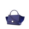 Celine Trapeze small model handbag in blue grained leather and blue suede - 00pp thumbnail