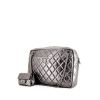 Chanel Camera shoulder bag in silver quilted leather - 00pp thumbnail