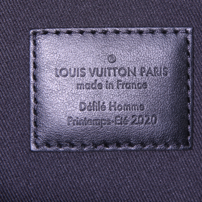 Sac de voyage Louis Vuitton Feuillage en toile monogram Eclipse noire et cuir noir - Detail D4