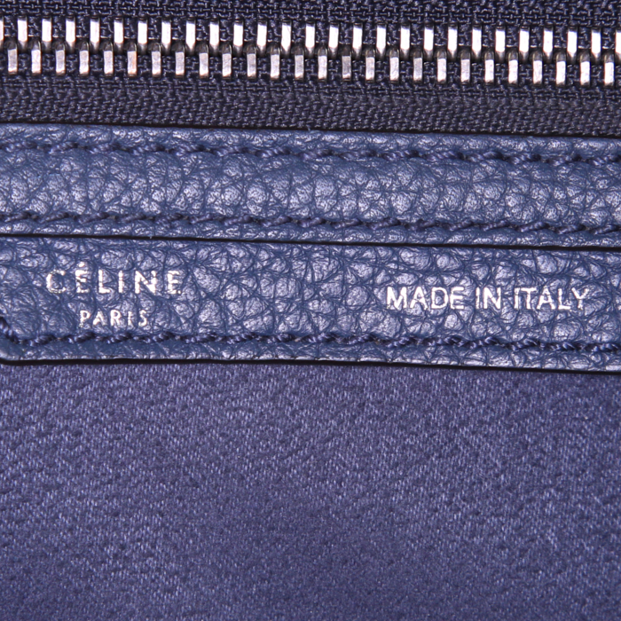 Sac cabas Celine Luggage grand modele en cuir grainé bleu - Detail D3