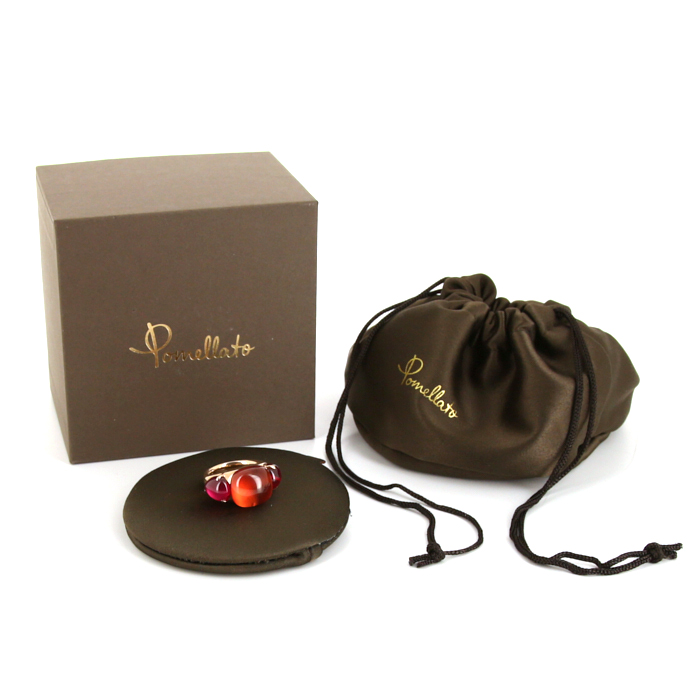 Sortija Pomellato Rouge Passion en oro rosa de 9 quilates,  rubí sintético y zafiros sintético - Detail D2