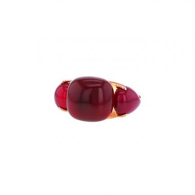 Anello Pomellato Rouge Passion modello grande in oro rosa 9k e rubino sintetico