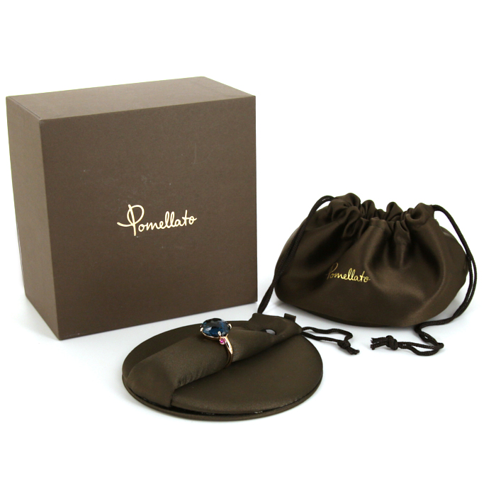 Sortija Pomellato Bahia en oro rosa,  topacio y zafiros rosas - Detail D2