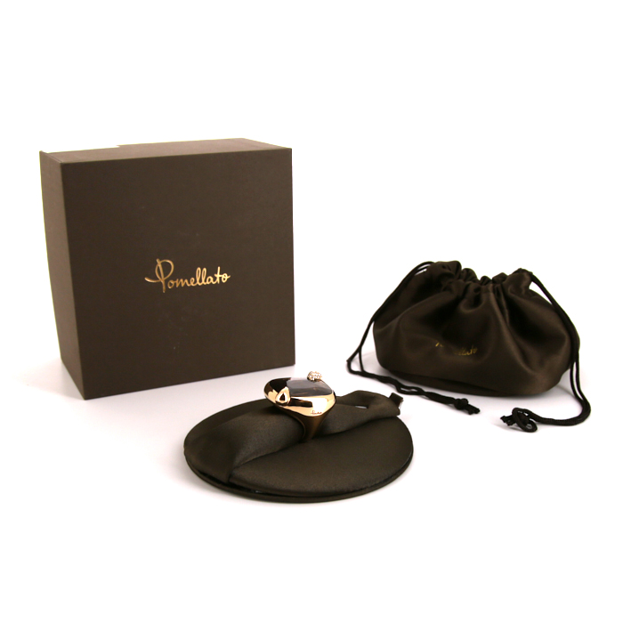 Sortija Pomellato Ritratto modelo grande en oro rosa,  cuarzo ahumado y diamantes - Detail D2