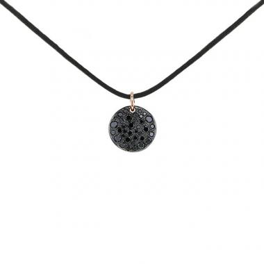 Pendentif Pomellato Sabbia petit modèle en or noirci,  or rose et diamants noirs