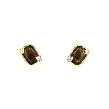Pomellato Ritratto earrings in pink gold,  smoked quartz and diamonds