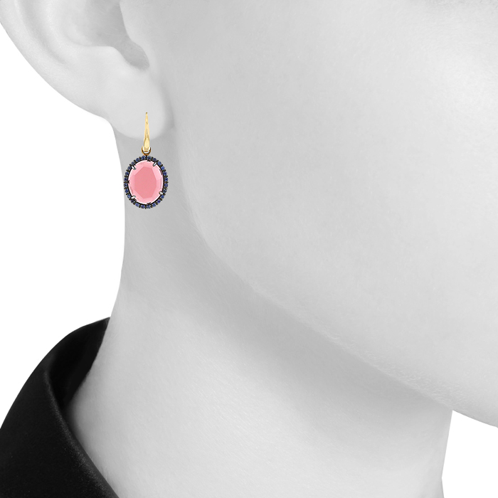 Pendientes Pomellato Colpo Di Fulmine en oro rosa,  granates y zafiros - Detail D1