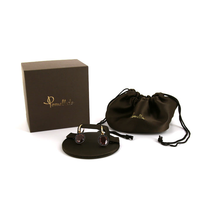 Pendientes Pomellato Colpo Di Fulmine en oro rosa,  granates y zafiros - Detail D2