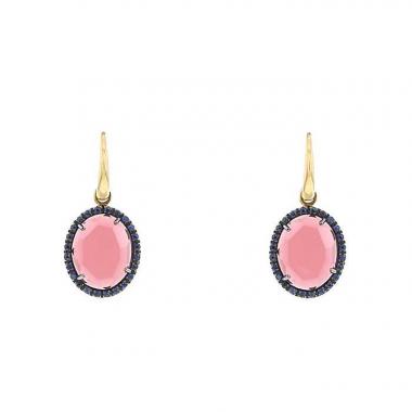 Paire de boucles d'oreilles Pomellato Colpo Di Fulmine en or rose,  grenats et saphirs