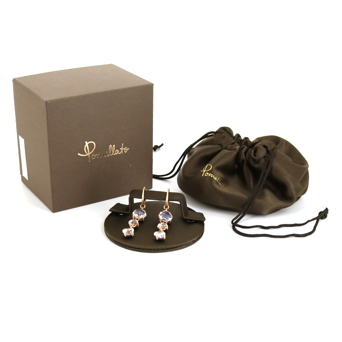 Pomellato Capri earrings in pink gold,  lapis-lazuli and quartz - Detail D2