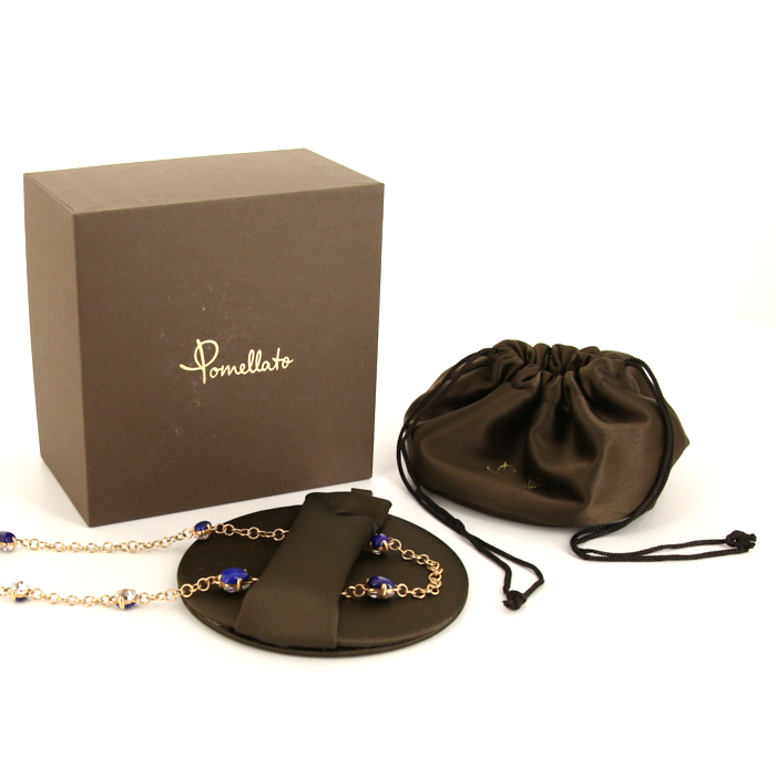 Pomellato Capri long necklace in pink gold, lapis-lazuli and rock crystal - Detail D2