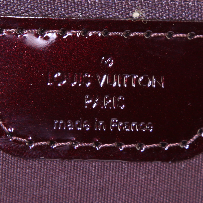 Sac cabas Louis Vuitton Wilshire en cuir verni monogram bordeaux - Detail D3