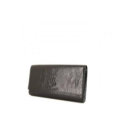 Pochette Saint Laurent Belle de Jour en cuir verni noir
