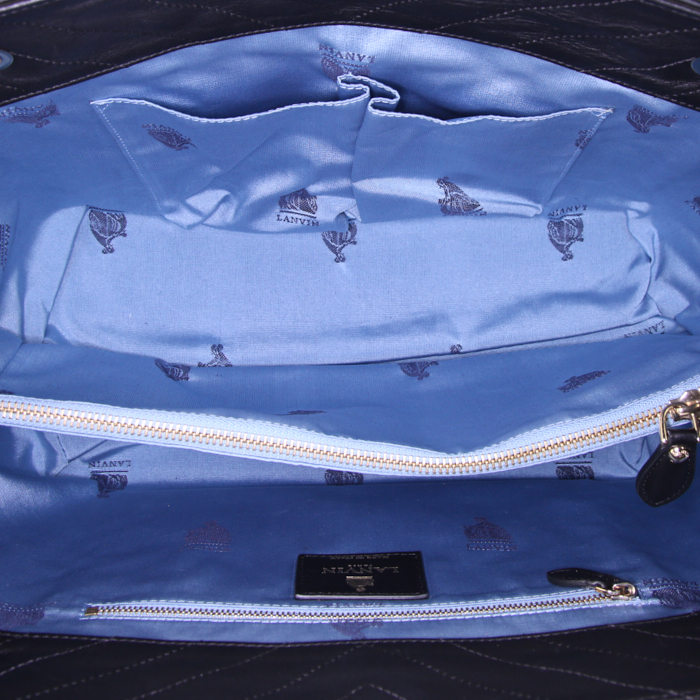 Shopping bag Lanvin Sugar in pelle trapuntata nera - Detail D2