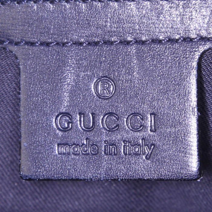 Sac à main Gucci Boston en cuir verni monogram bleu-foncé et velours bleu - Detail D3