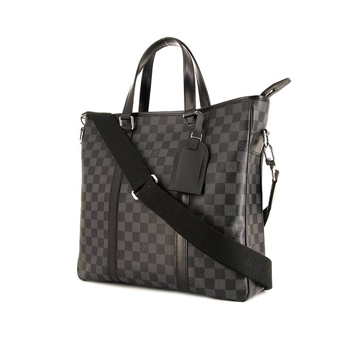 Louis Vuitton handbag in grey Graphite damier canvas and black leather - 00pp