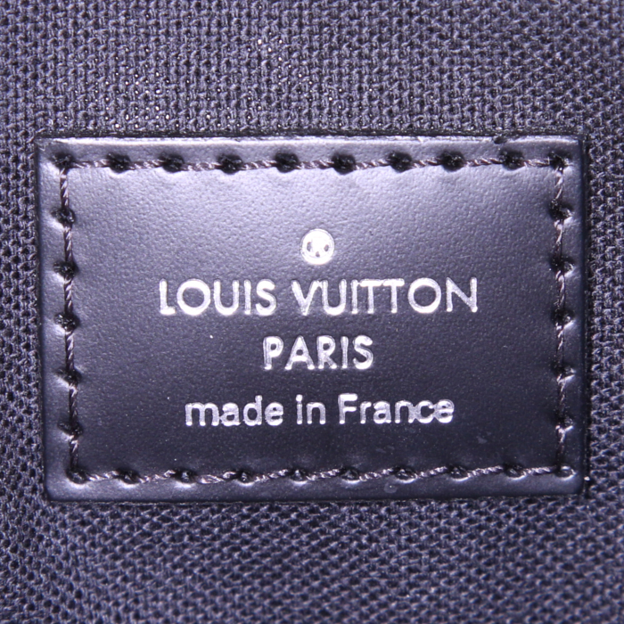 Sac à main Louis Vuitton en toile damier gris Graphite et cuir noir - Detail D4
