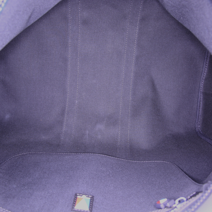 Sac de week end Louis Vuitton Keepall Editions Limitées American's cup 2017 en toile damier cobalt à motif blanc et rouge et cuir noir - Detail D3