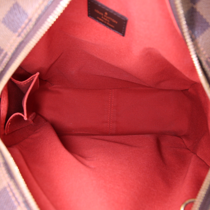 Louis Vuitton Reporter shoulder bag in ebene damier canvas and brown leather - Detail D2