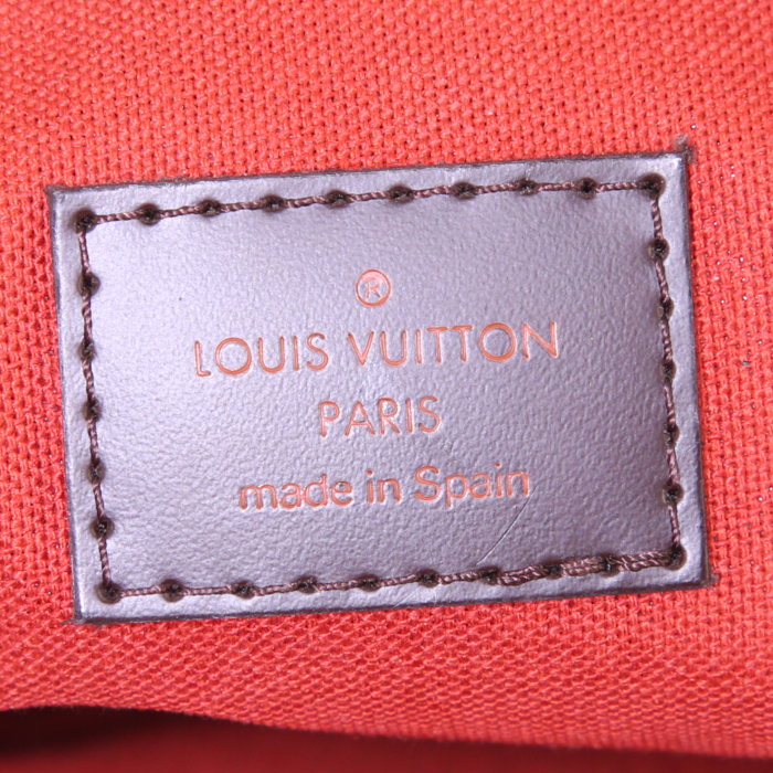 Louis Vuitton Reporter shoulder bag in ebene damier canvas and brown leather - Detail D3