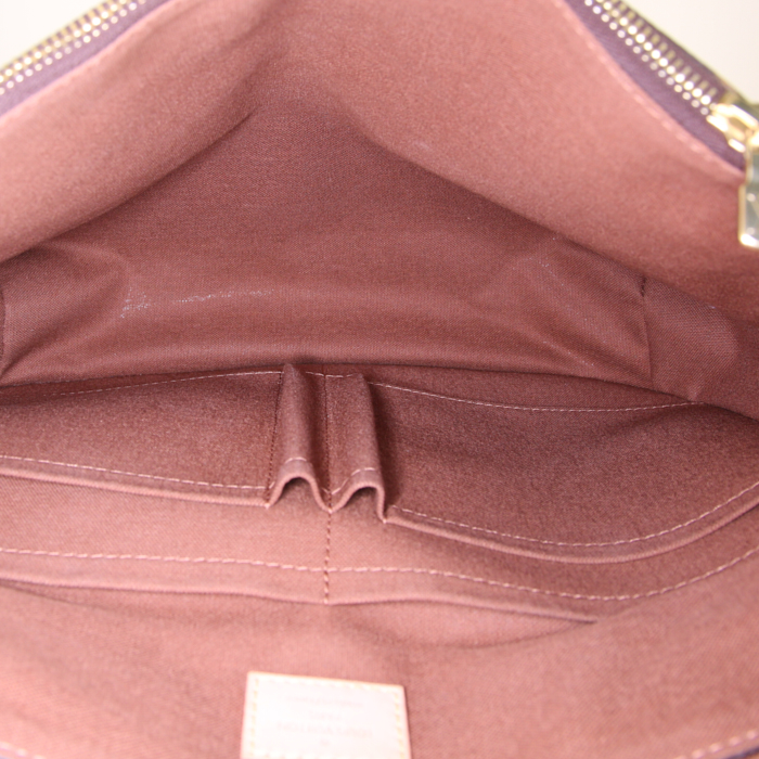 Sac bandoulière Louis Vuitton Messenger en toile monogram marron et cuir naturel - Detail D2