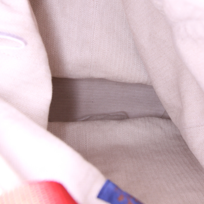 Sac de week end Hermès Matelot en toile chevrons beige - Detail D2