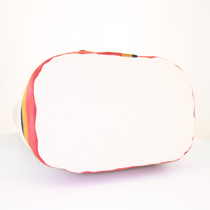 Bolso de fin de semana Hermès Matelot en lona espigas beige - Detail D4