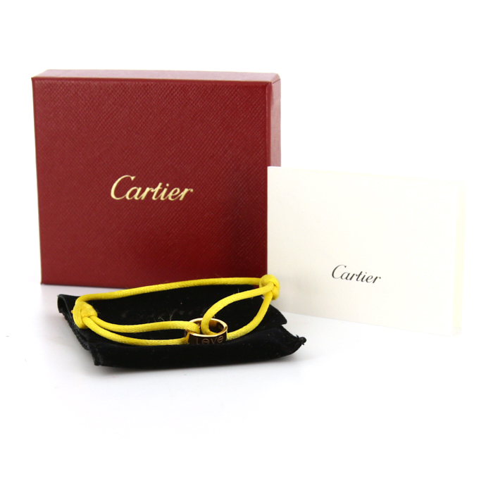 Bracelet Cartier Love en or rose,  diamant et soie jaune - Detail D2