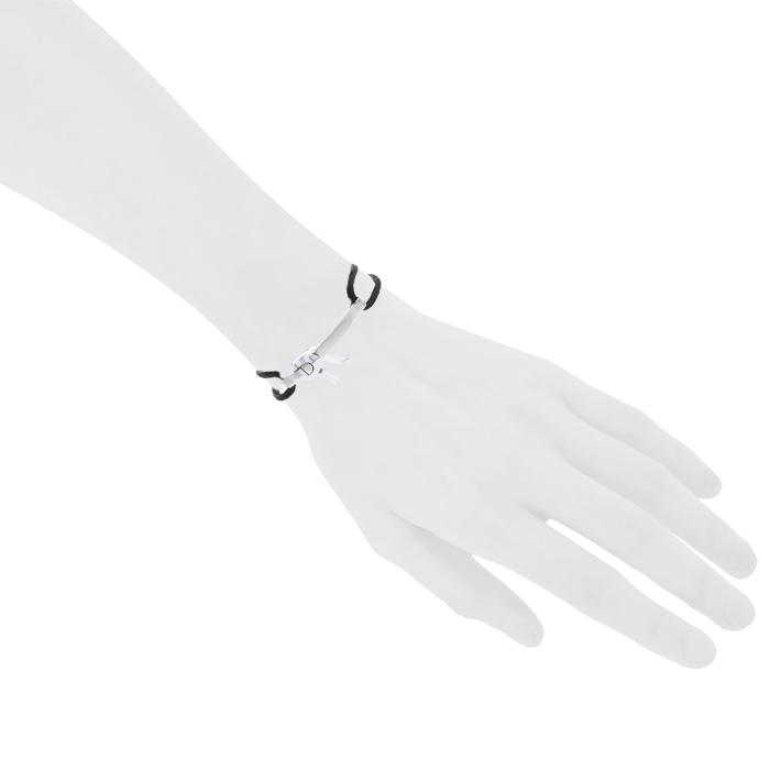 Brazalete Louis Vuitton Serrure Pampilles en oro blanco y cuero marrón - Detail D1