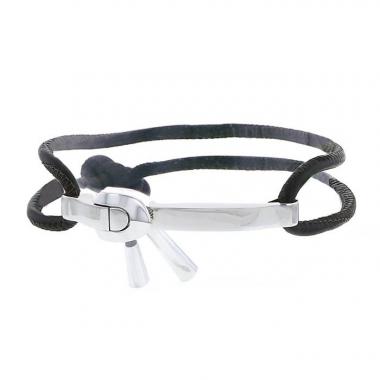 Bracelet Louis Vuitton Serrure Pampilles en or blanc et cuir marron