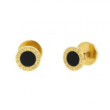 Paire de boutons de manchette articulée Bulgari Bulgari Bulgari en or jaune et onyx Paire de boutons de manchette articulée Bulgari Bulgari Bulgari en or jaune et onyx