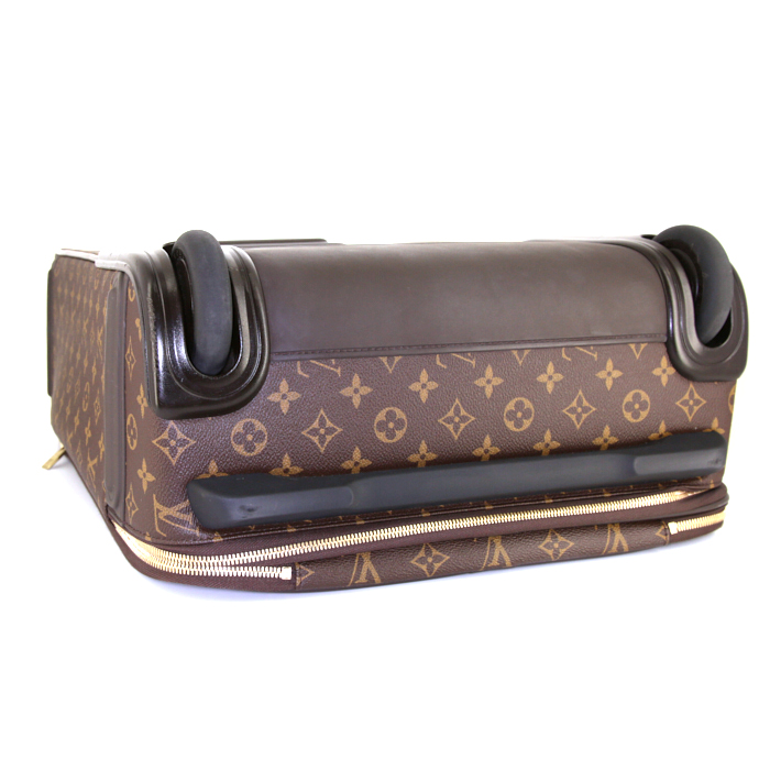 Maleta flexible Louis Vuitton Pegase en lona Monogram marrón y cuero natural - Detail D5