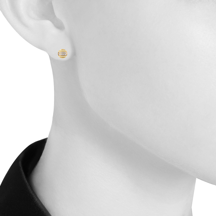 Orecchini a bottone Chaumet Class One in oro giallo e diamanti - Detail D1