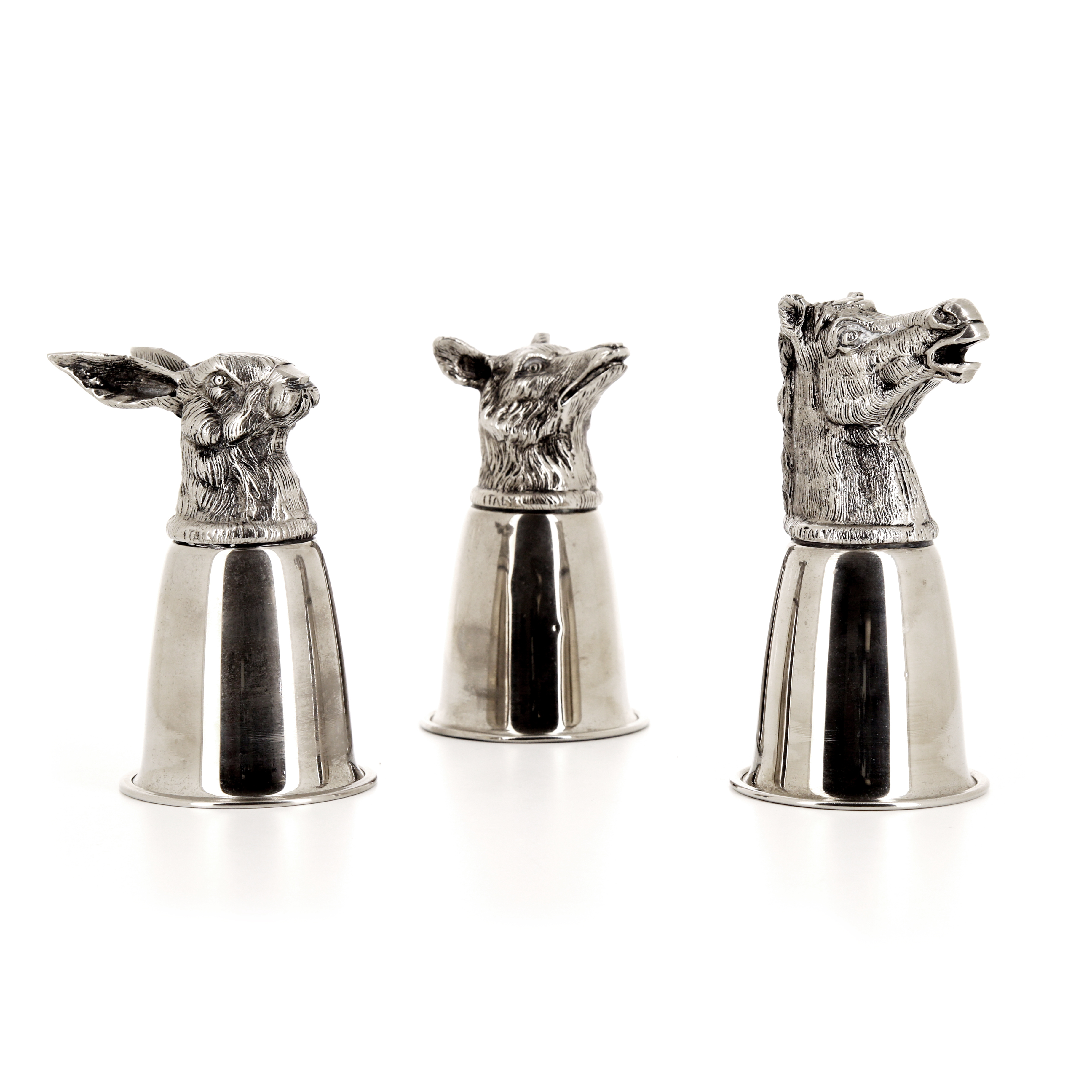 Gucci, six hunting goblets, in silver metal, decorated with animal heads, 1970s - Detail D1