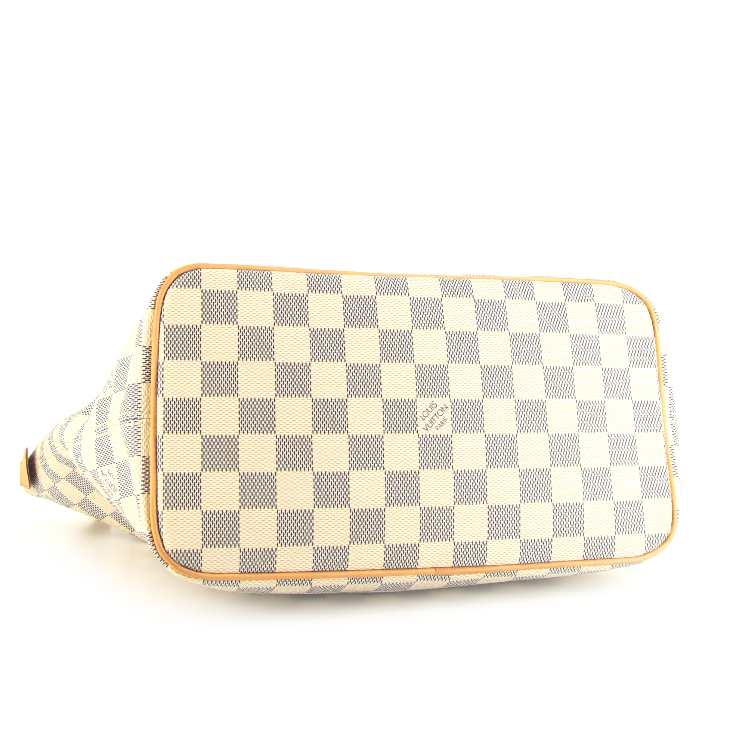Louis Vuitton Saleya handbag in azur damier canvas and natural leather - Detail D4