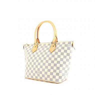 Sac à main Louis Vuitton Saleya en toile damier azur et cuir naturel