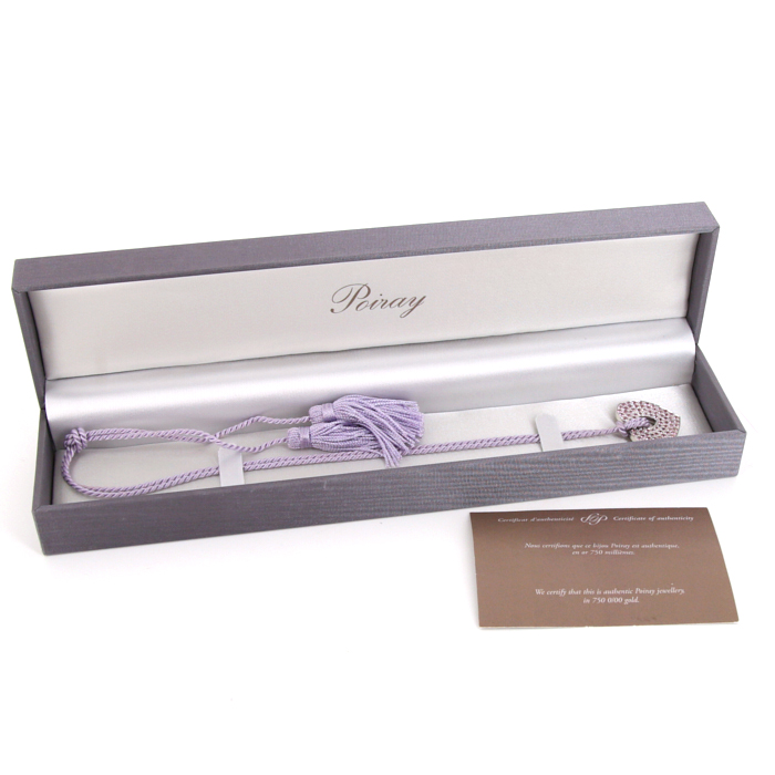 Pendentif Poiray Coeur Secret en or blanc et saphirs mauves - Detail D2