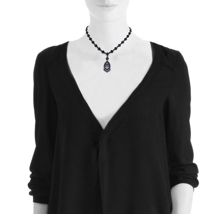Collier Boucheron Cinna en or noirci et saphirs - Detail D2