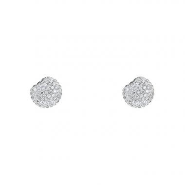 Paire de puces d'oreilles Boucheron Tentation Macaron en or blanc,  diamants et saphirs noirs