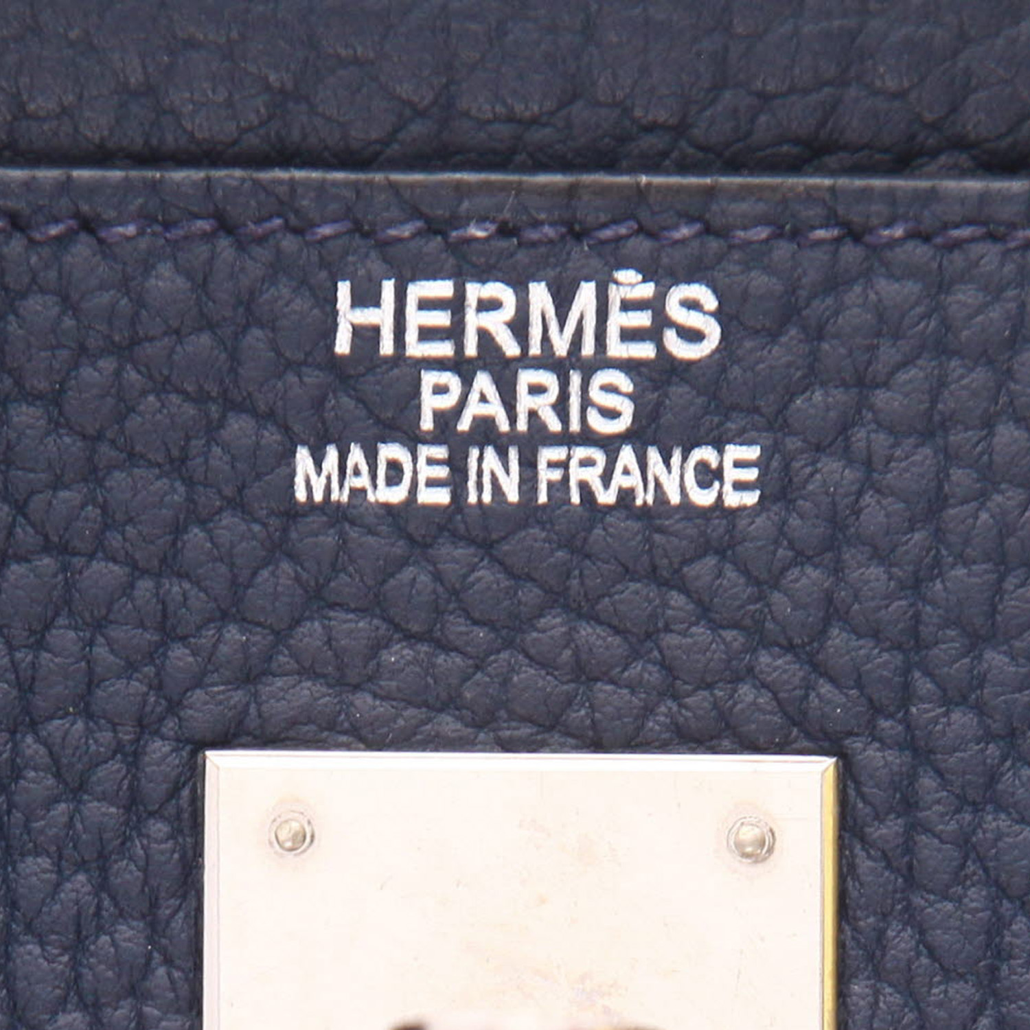 Bolso de mano Hermès  Birkin 40 cm en cuero de búfalo azul - Detail D2