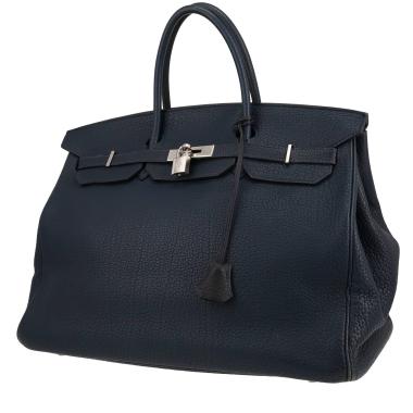 Borsa Hermès  Birkin 40 cm in pelle bisonte blu