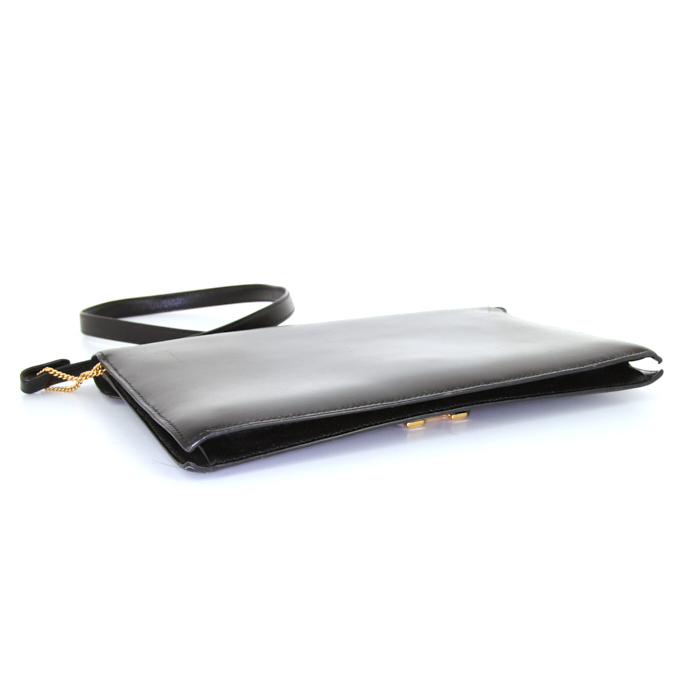 Hermes Lydie shoulder bag in black box leather - Detail D4