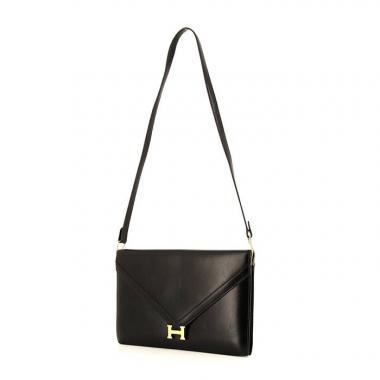 Bolso para llevar al hombro Hermes Lydie en cuero box negro
