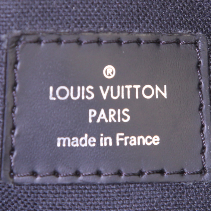 Sac bandoulière Louis Vuitton Voyage en toile damier graphite et cuir noir - Detail D3