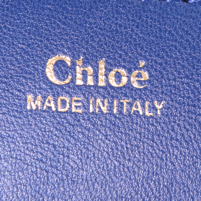 Bolso bandolera Chloé Drew modelo pequeño en cuero azul y blanco - Detail D3